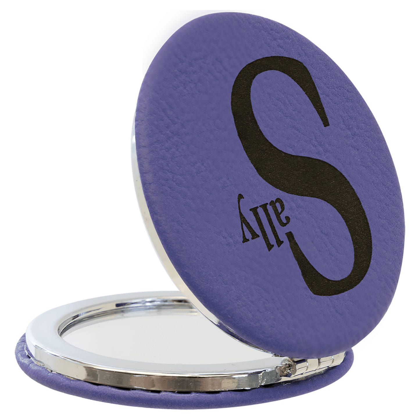Laserable Leatherette Compact Mirror, 2.5"