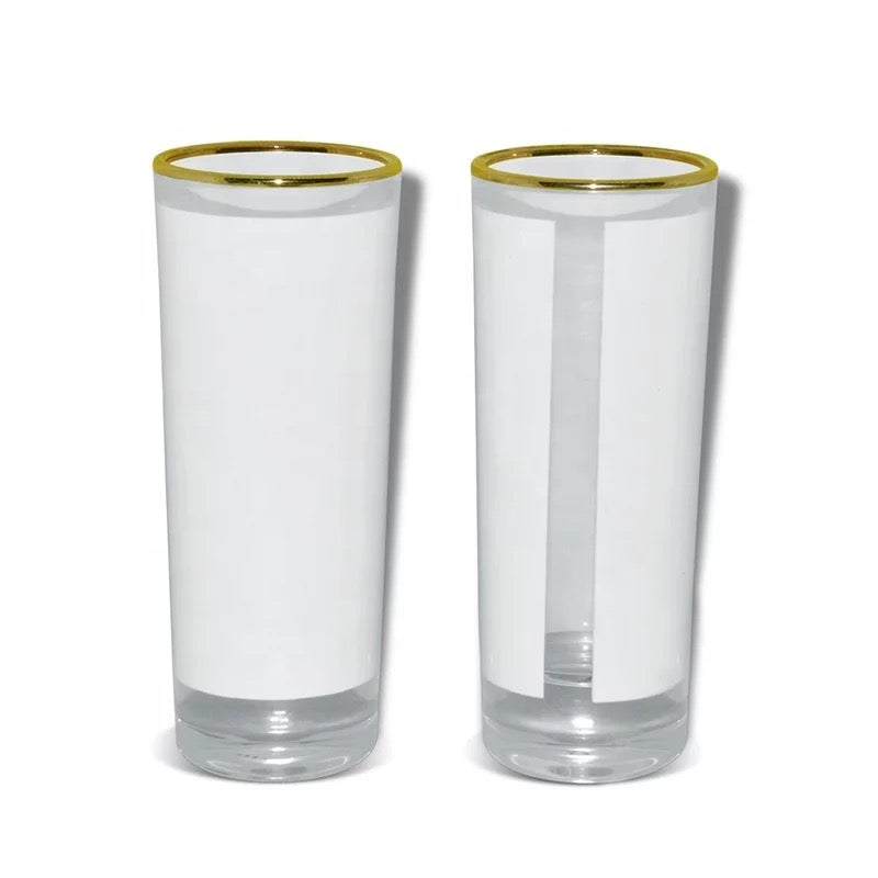 Sublimation 2.5 oz Shot Glass with Gold Rim, Pack of 2